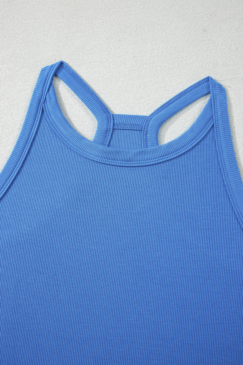 Sky Blue Slim Ribbed Tank Top and Sweatpants Set