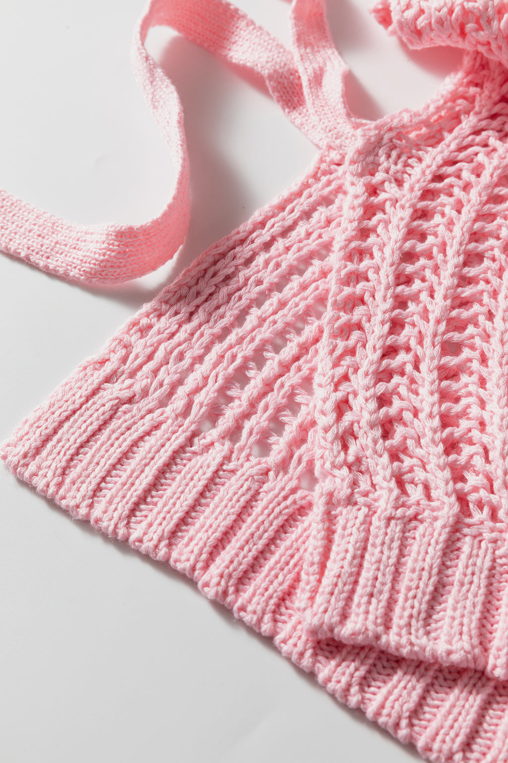 Pink Plus Size Open Knit Bow Tie Short Sleeve Sweater
